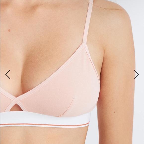 NWOT Madewell Cotton-Modal Eliza Cutout Bralette Sport Stripe pink white small - Picture 2 of 4